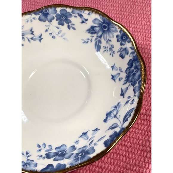 VTG Royal Albert Paradise Blue Floral Bone China Cup Saucer Gold Trim England - Picture 5 of 14